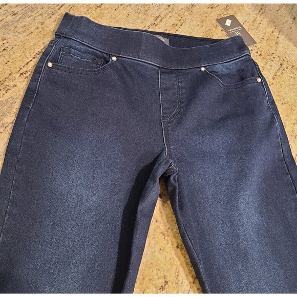 Martha Stewart Everyday Size 4 Womens Pull On Crop Blue Pants Faux Pearl Hem - Picture 9 of 12